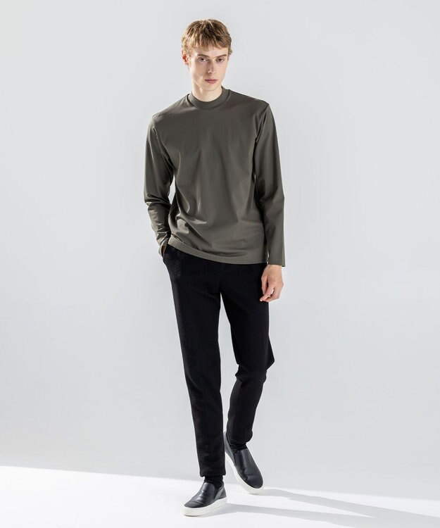 JOSEPH HOMME ハイゲージベアスムース　モックネック長袖Ｔシャツ ダークグリーン系