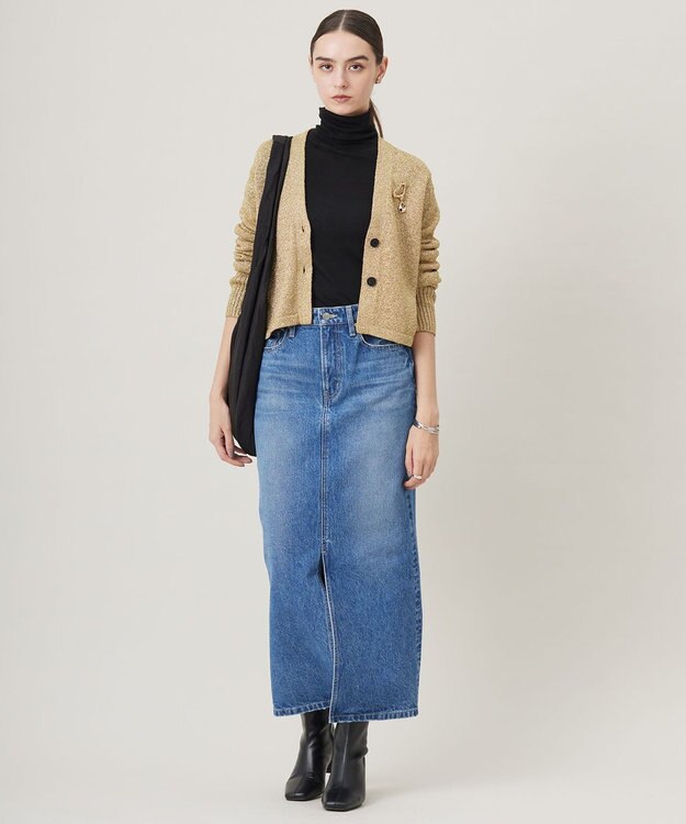 ICB L 【洗える】リヨセルカシミヤスムース ハイネックカットソー ブラック系