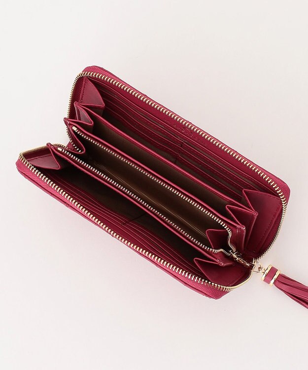 LA BAGAGERIE シープキルティング　ラウンドウォレット ダークピンク