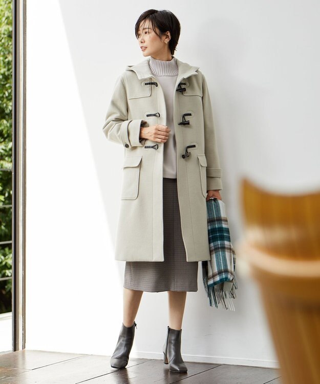 J.PRESS LADIES L Jackal 140s ソフトメルトン ダッフルコート ベージュ系