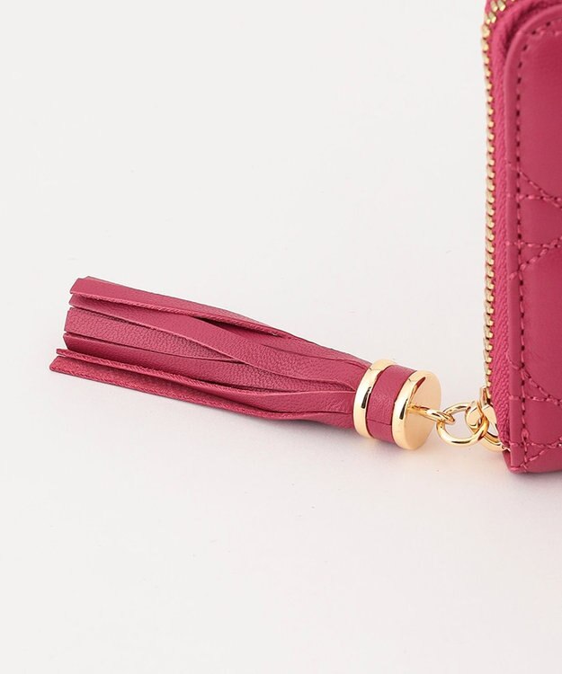 LA BAGAGERIE シープキルティング　ラウンドウォレット ダークピンク