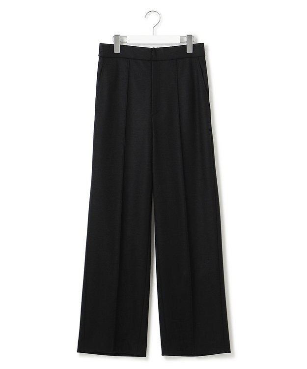 23区 ウールミルドジャージー セミワイド パンツ ブラック系