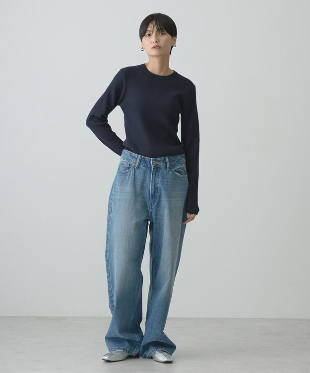 AMERICAN HOLIC バイパチクルーネックリブニットプルオーバー Navy