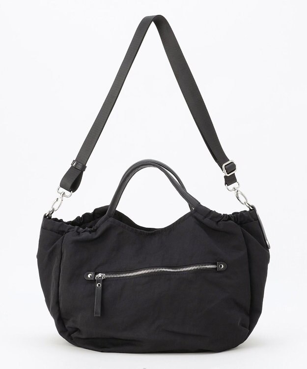 LA BAGAGERIE 【MONICA】サイドギャザー2WAYトートバッグ Mサイズ ブラック