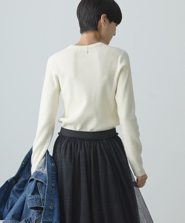 AMERICAN HOLIC バイパチクルーネックリブニットプルオーバー Ivory