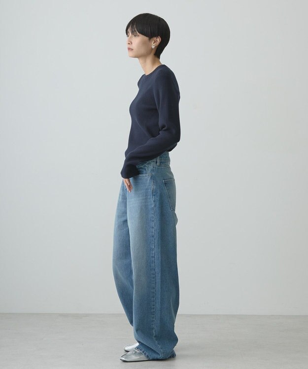 AMERICAN HOLIC バイパチクルーネックリブニットプルオーバー Navy