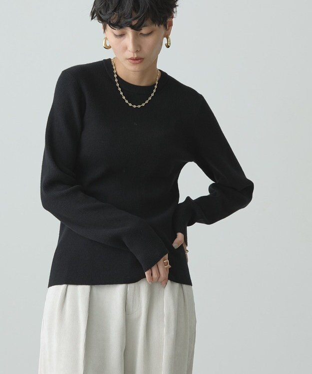AMERICAN HOLIC バイパチクルーネックリブニットプルオーバー Black