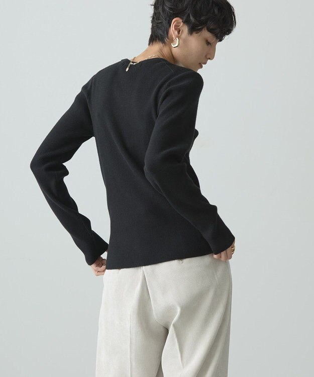 AMERICAN HOLIC バイパチクルーネックリブニットプルオーバー Black