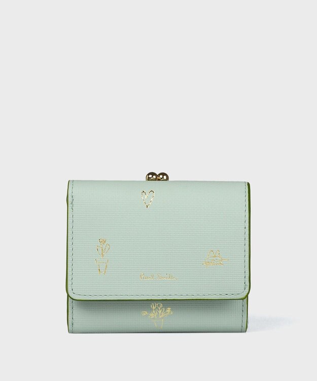 Paul Smith ミックスドゥードゥル ３つ折りがま口財布 ミントグリーン