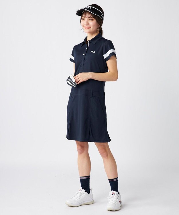FILA GOLF／marie claire 【FILA GOLF】スポーティ半袖ワンピース ネイビー