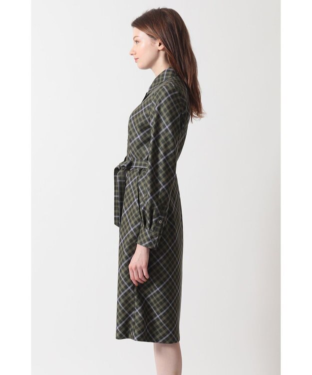 DAKS ハウスチェック バイアスシャツワンピース グリーン