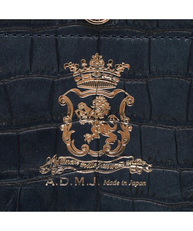 A.D.M.J. 【牛革】クロコ型押しキューブトート21cm(ショルダーストラップ付) マリーン