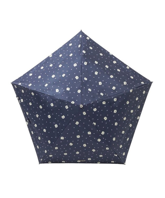 MOONBAT 【 遮光率100％/遮熱/UV/軽量】PAUL&JOE ACCESSOIRES(ポール&ジョー) 晴雨兼用日傘 ジプシー ネコ 折りたたみ傘 ネイビーブルー