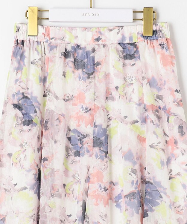 ANY SIS 【洗える】アクアフローラル スカート ピンク系