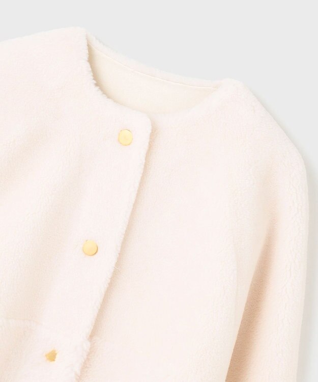 GRACE CONTINENTAL ノーカラーフェイクムートンジャケット キナリ