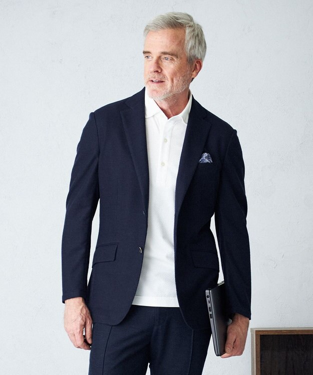 JOSEPH ABBOUD 【JAPAN FABRIC】ジャージー ジャケット ネイビー系