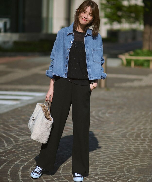 23区 S 【洗える】シアースパンコール ニット ブラック系