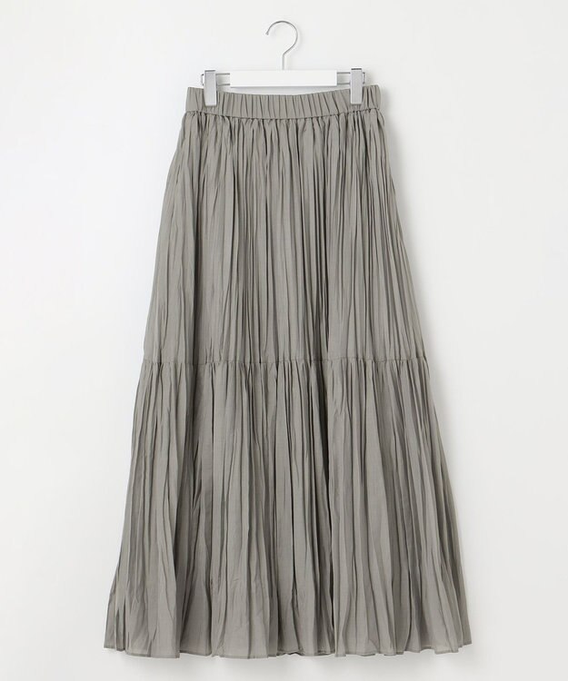 自由区 【接触冷感・洗える】ハンドワッシャープリーツ スカート グレー