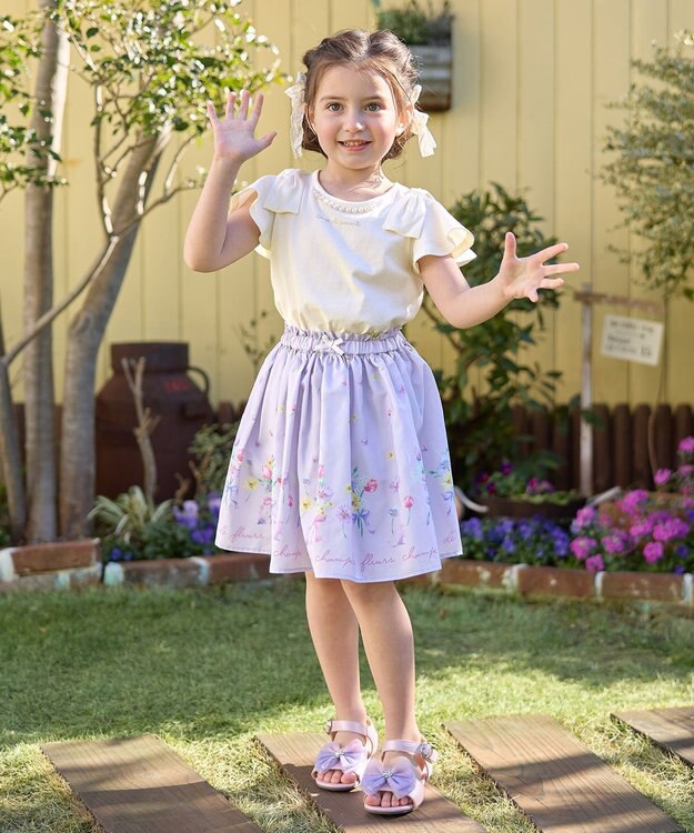 ANY KIDS パール リボン Tシャツ エクリュ