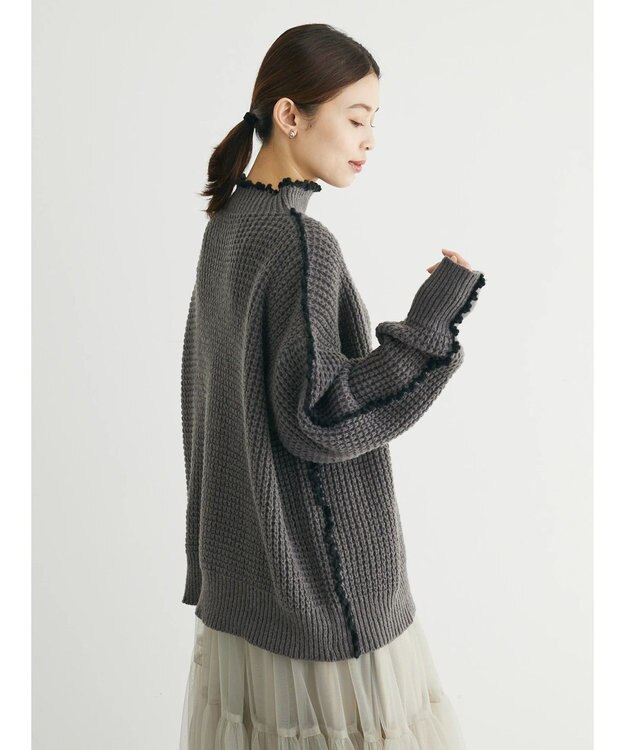 Green Parks ・Ｐｅｔｉｔ　Ｆｌｅｕｒ　ハイショクパイピングニット Charcoal Gray