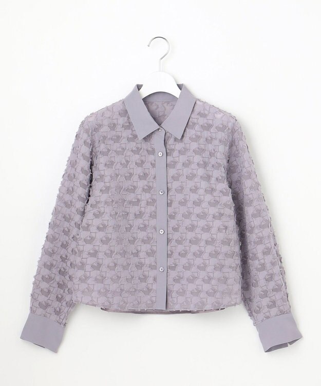 自由区 シアージオメトリックジャカードクロップド丈 ブラウス モーヴ