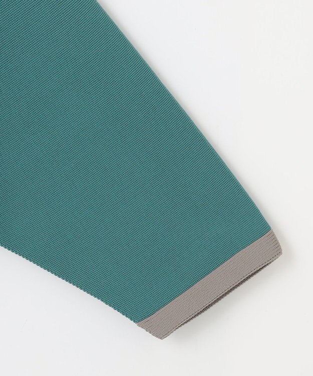 自由区 L 【洗える】ポリエステルホールガーメントボレロ ニット ボトルグリーン×モカ