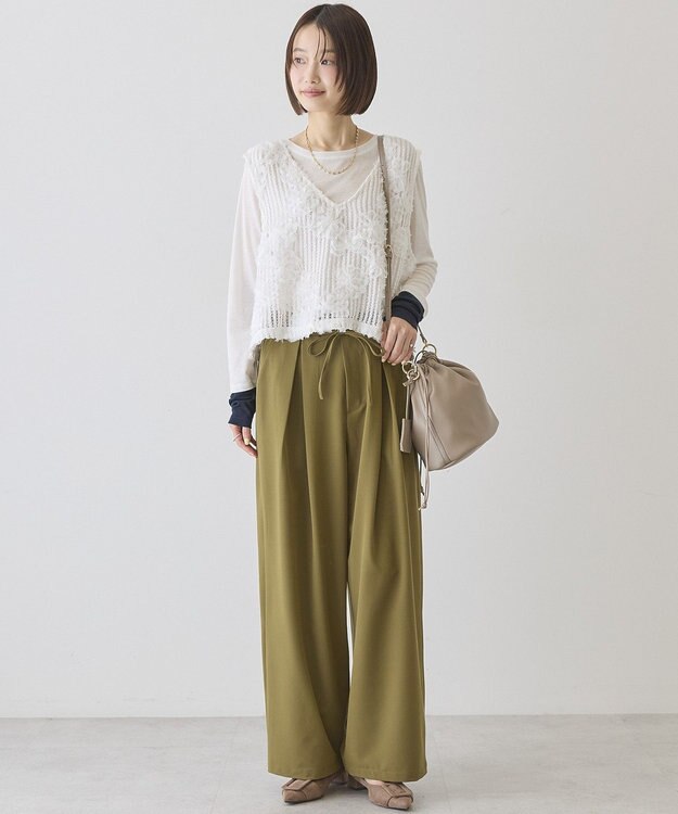 AMERICAN HOLIC 【選べる丈】Ｖネックレースベスト Off White