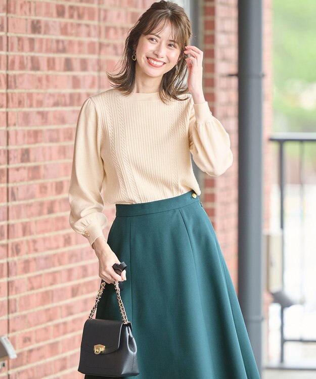 ANY SIS 【CICA加工】ケーブルポイント ニット アイボリー