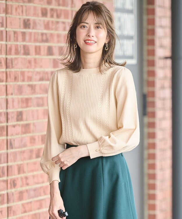 ANY SIS 【CICA加工】ケーブルポイント ニット アイボリー