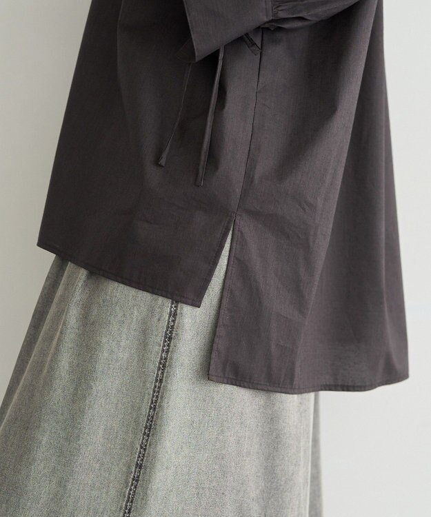 YECCA VECCA 【ORGABITS】5分袖スキッパーシャツ Charcoal Gray