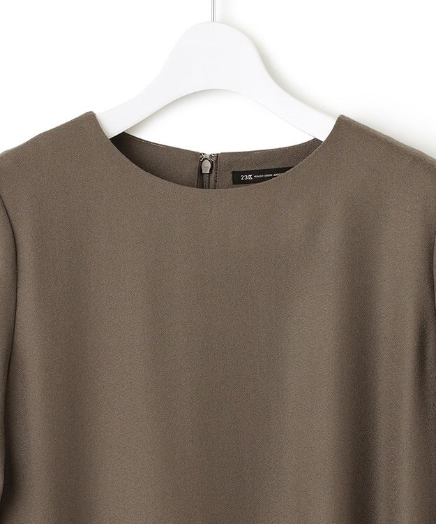 23区 ウールジョーゼット Aライン ワンピース ダークブラウン系