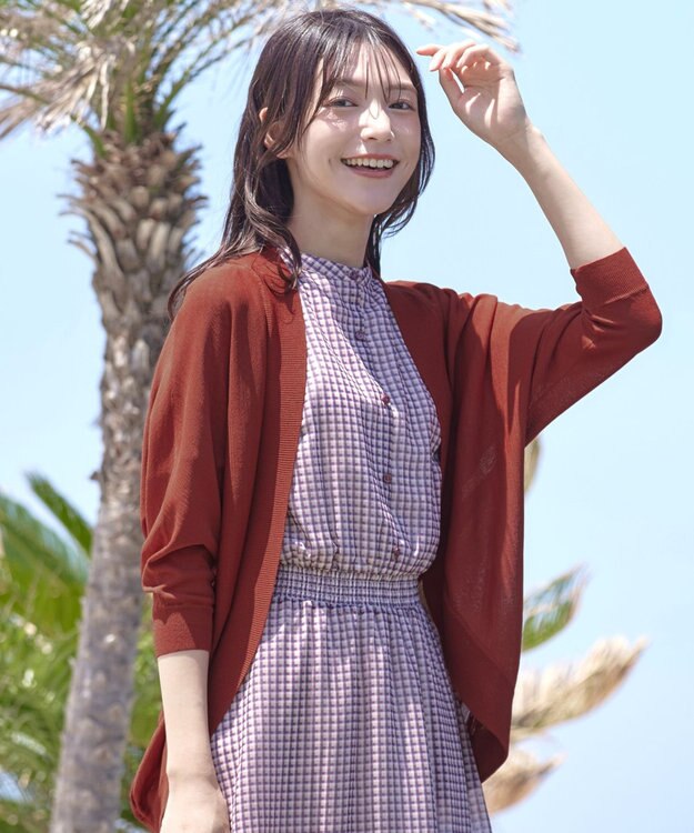 Tiaclasse L 【洗える】体型カバーも叶うドルマンニットカーディガン テラコッタ