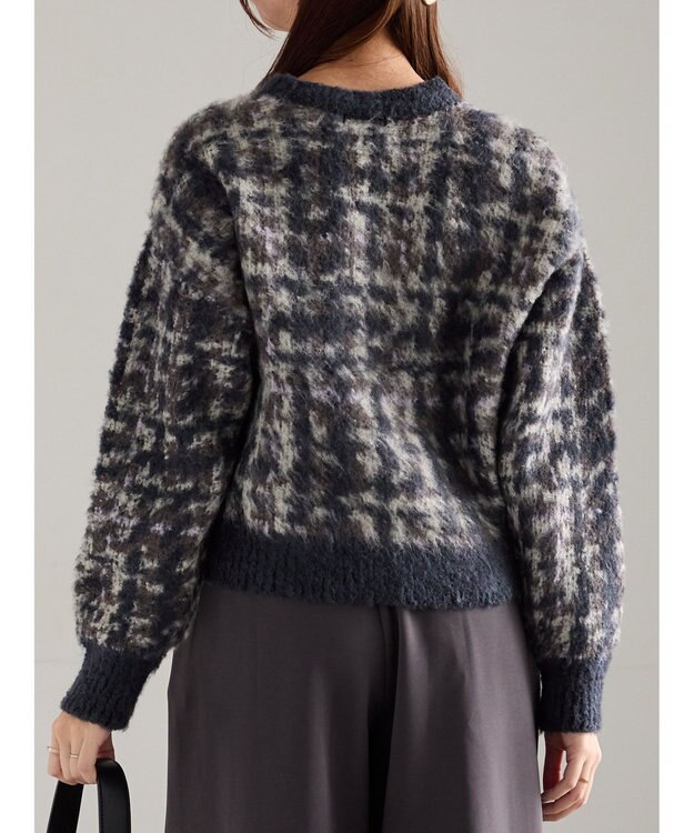 Te chichi チェックジャガードニットプルオーバー ネイビー