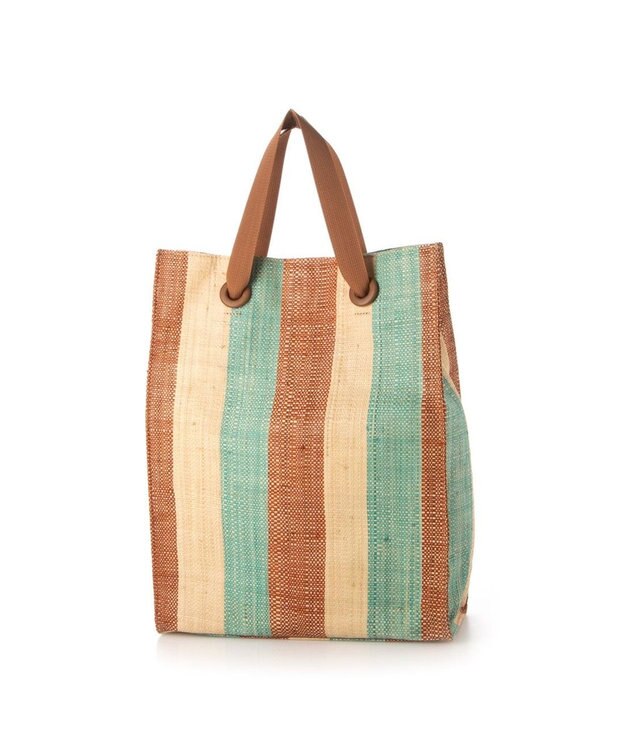 UNBILLION kakatoo ラフィアストライプカラーハンドルトート ナチュラルブラウン