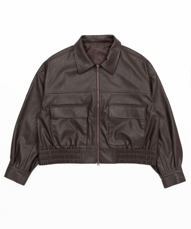 WEGO PUショートジャケット ブラウン