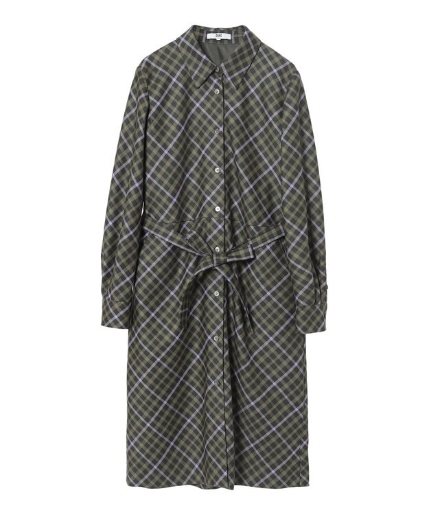 DAKS ハウスチェック バイアスシャツワンピース グリーン