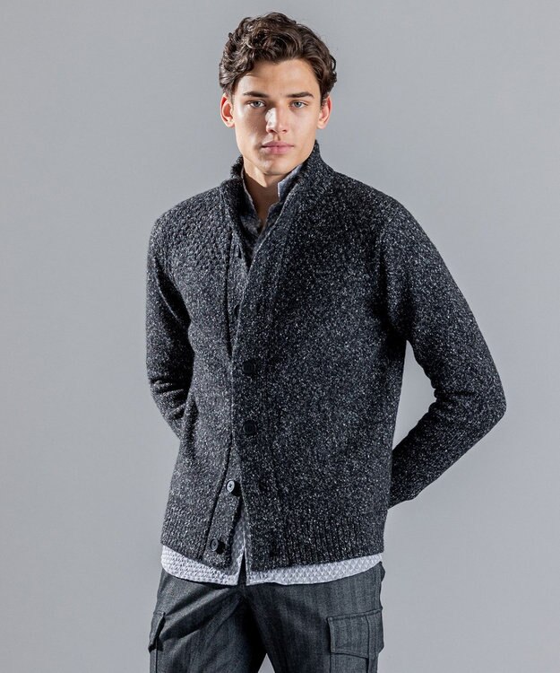 JOSEPH HOMME ツイストメランジ　ニットカーディガン グレー系