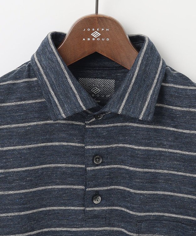 JOSEPH ABBOUD MOUNTAIN 【SPACE／UNISEX】クイックドライ リネンハニカムボーダーポロシャツ ネイビー系2