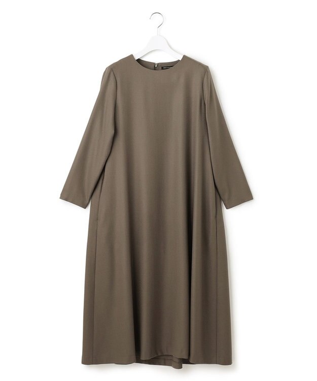23区 ウールジョーゼット Aライン ワンピース ダークブラウン系