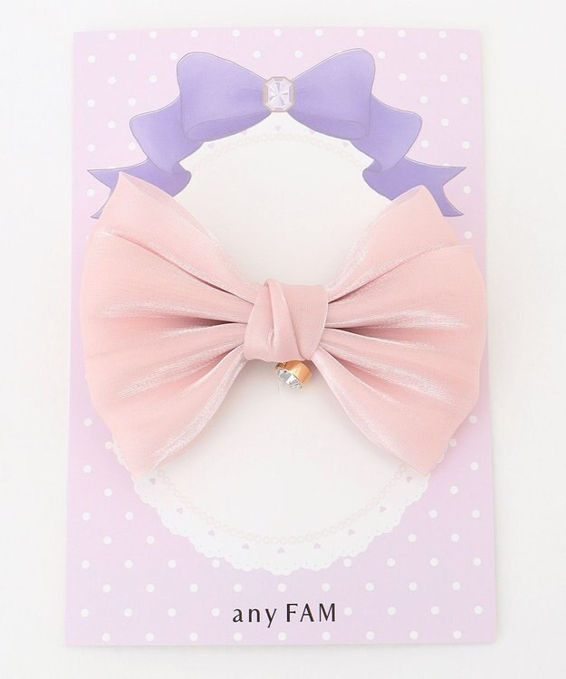 ANY KIDS オーガンジーリボンヘアクリップ ピンク