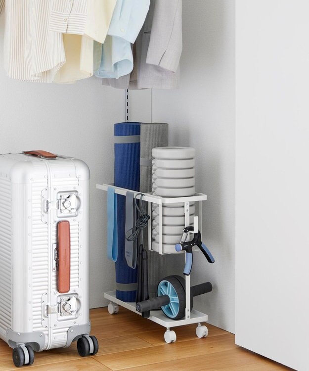 tower キャスター付きフィットネスグッズ収納ラック タワー ホワイト ホワイト