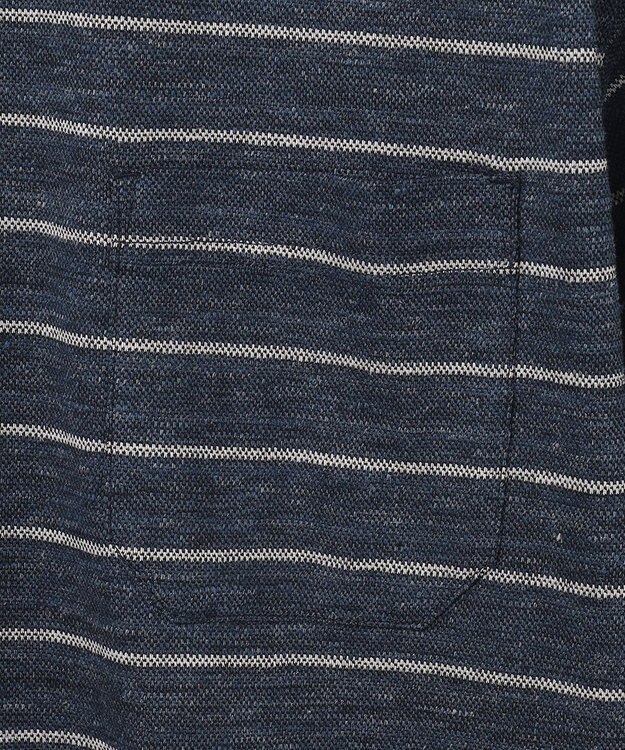 JOSEPH ABBOUD MOUNTAIN 【SPACE／UNISEX】クイックドライ リネンハニカムボーダーポロシャツ ネイビー系2