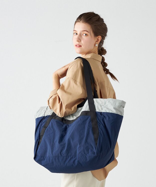 LA BAGAGERIE 【MONICA】ダブルハンドル　パッカブルビッグバッグ ネイビー