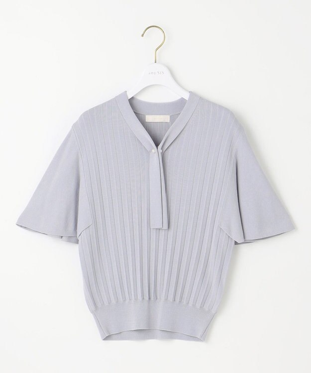 ANY SIS 【UVケア】ボウタイフレアスリーブ ニット ライトブルー