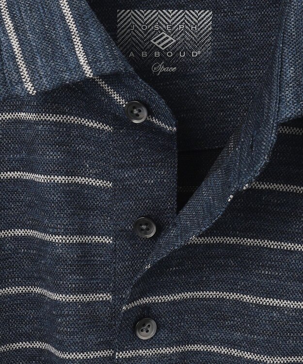 JOSEPH ABBOUD MOUNTAIN 【SPACE／UNISEX】クイックドライ リネンハニカムボーダーポロシャツ ネイビー系2
