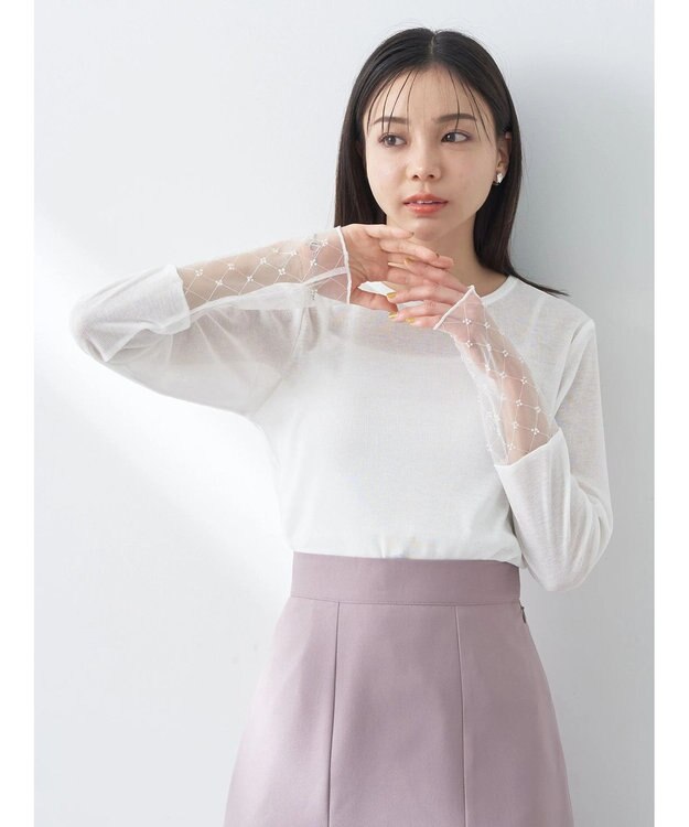 earth music&ecology チュールビジュープルオーバー Ivory