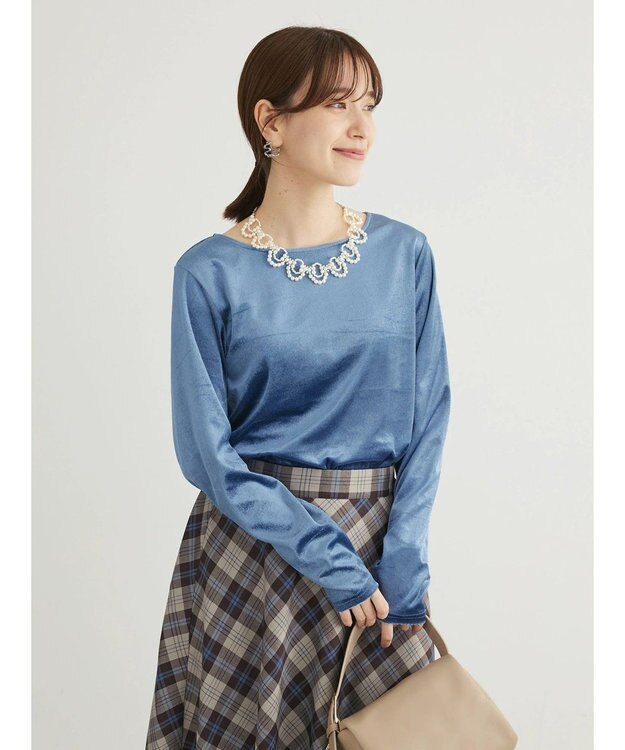 Green Parks ・ＥＬＥＮＣＡＲＥ　ＤＵＥ　ベロアクルーロングＴＥＥ Blue