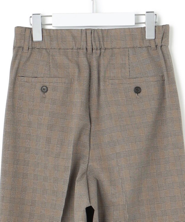 23区 【洗える】ドライ2WAYストレッチ チェック ワイドパンツ ダークブラウン系