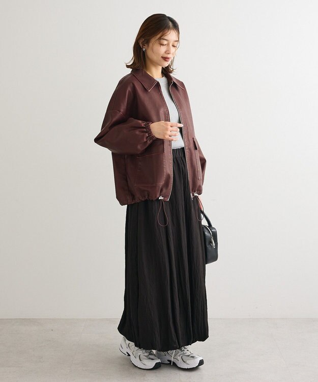 Green Parks ・ＥＬＥＮＣＡＲＥ　ＤＵＥ　フェイクレザーブルゾン Bordeaux