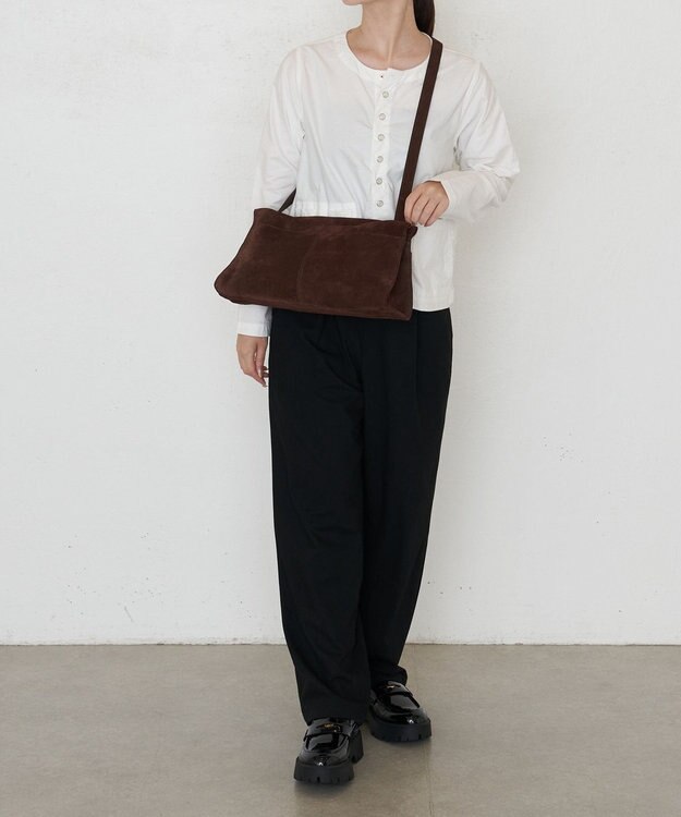 russet 【2025AW新作】スエード横長ショルダーバッグ(CE-1578) D.Brown